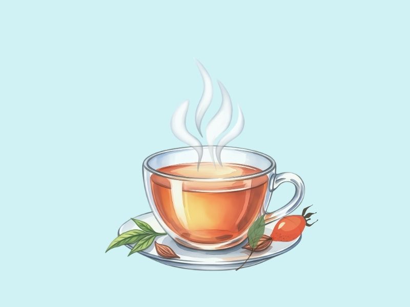 静かな暮らしを支えるお茶の習慣をイメージしたローズヒップティーのカップ