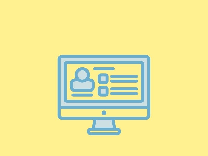 パソコン画面にプロフィールアイコンが表示されたシンプルなイラスト。Cocoonでアイコンを登録する手順をイメージ。