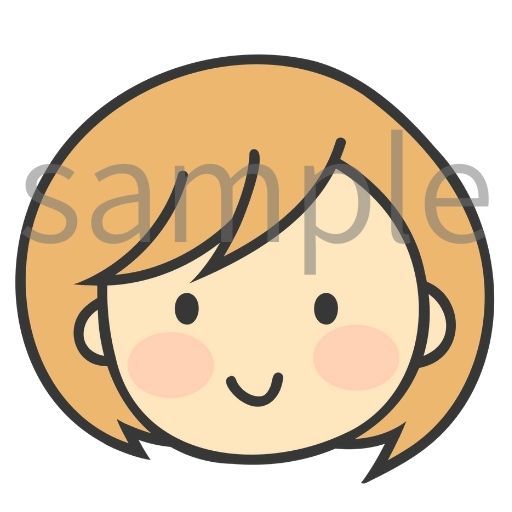 サンプルと透かしを入れた正方形アイコンのイラスト。Cocoonの吹き出し設定の例