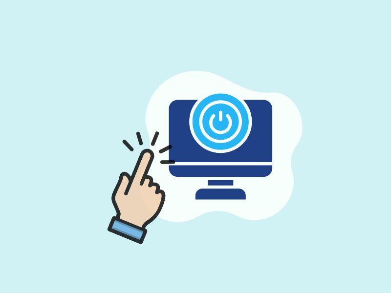 電源ボタンを長押しする手