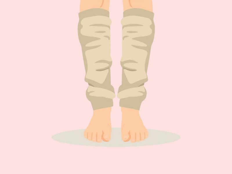 レッグウォーマーで膝を温める足元のイラスト