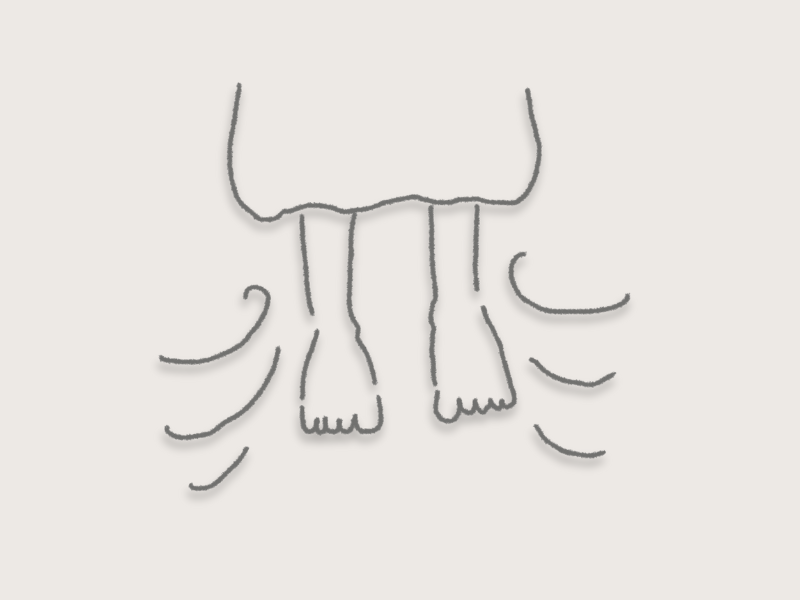 足先の冷えが起きるイメージ図|血流低下による冷えの原因説明に使用