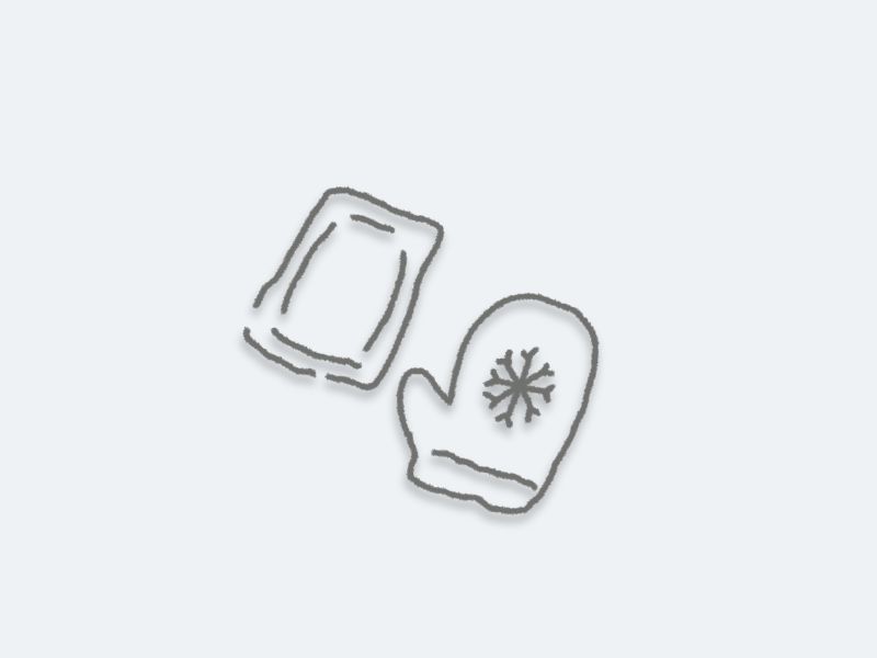 冬のウォーキングで手が冷えたときに便利な小さな携帯カイロのイラスト