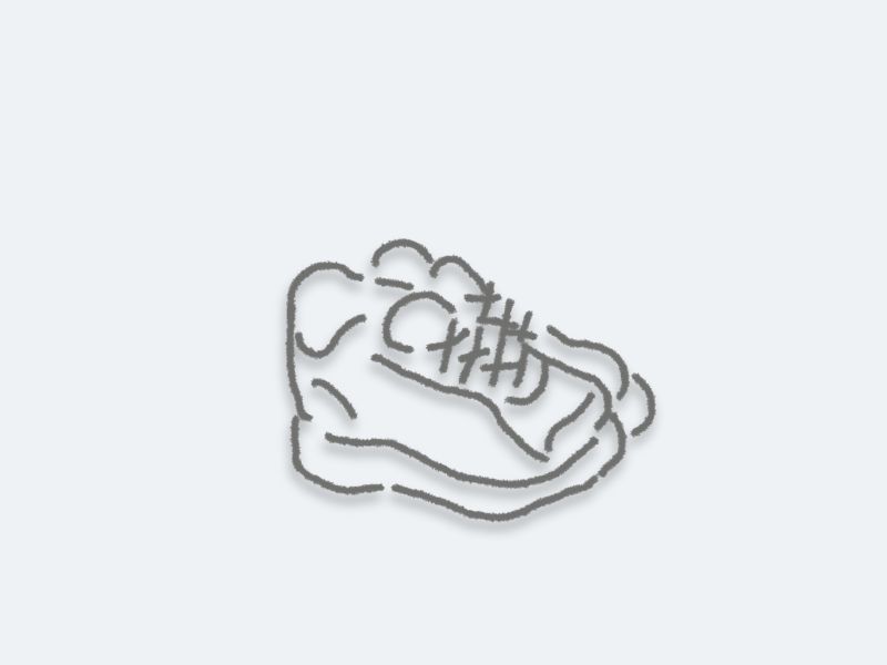 冬の地面の冷たさを伝えにくい厚底スニーカーのイラスト