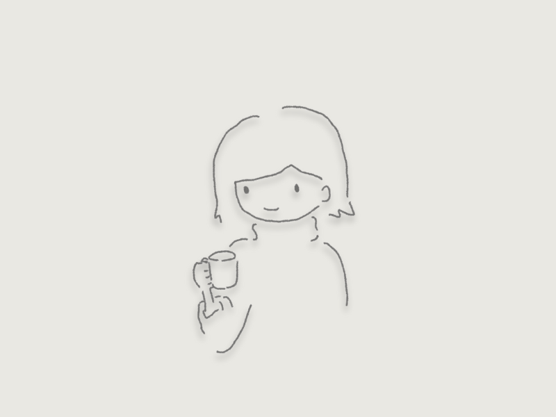 作業の合間に温かい飲み物を取り、気持ちを休める小休憩の場面を示したイラスト
