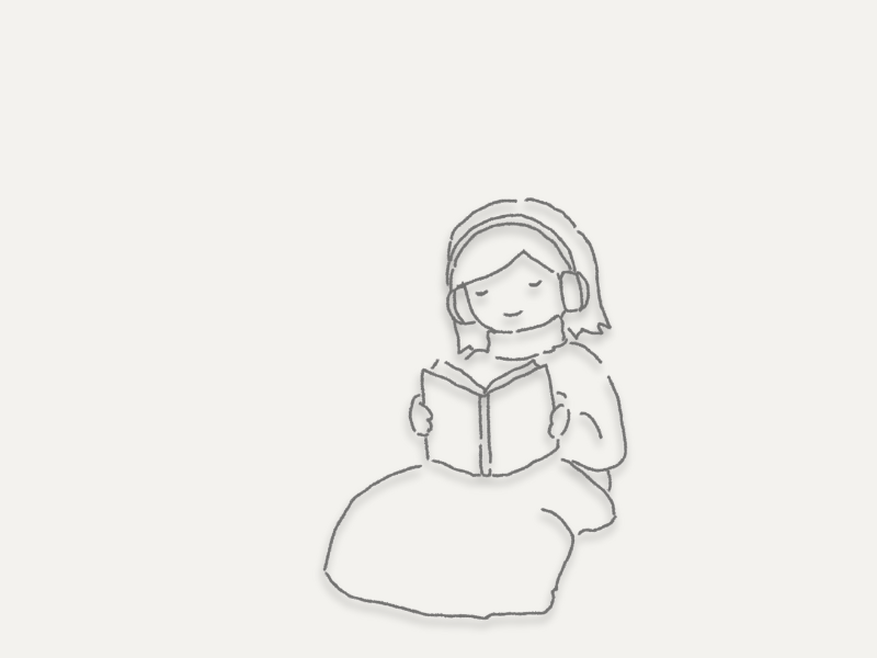 柔らかな灯りの部屋で、静かな夜を過ごす女性のイラスト