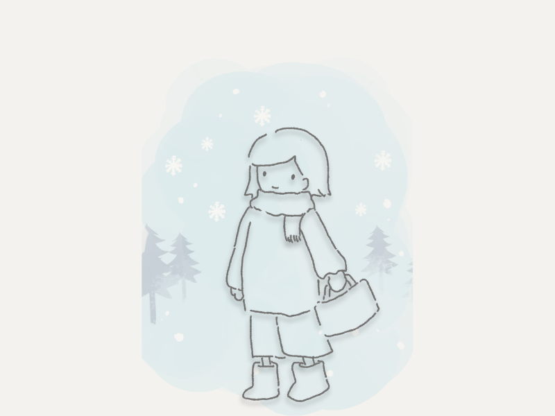  自然の中を歩くことで穏やかさを取り戻す場面のイラスト