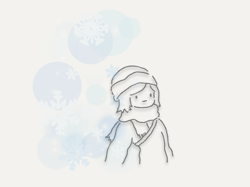 冬の散歩で心が落ち着く様子を描いたイラスト