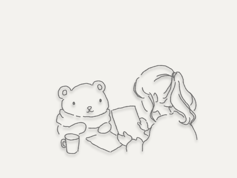 ノートを見ながら、今まで書いた記事を振り返るネリネとソラベア