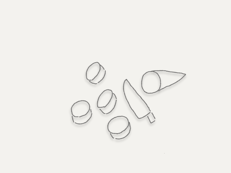 大根を1cmほどの輪切りにしている様子のイラスト