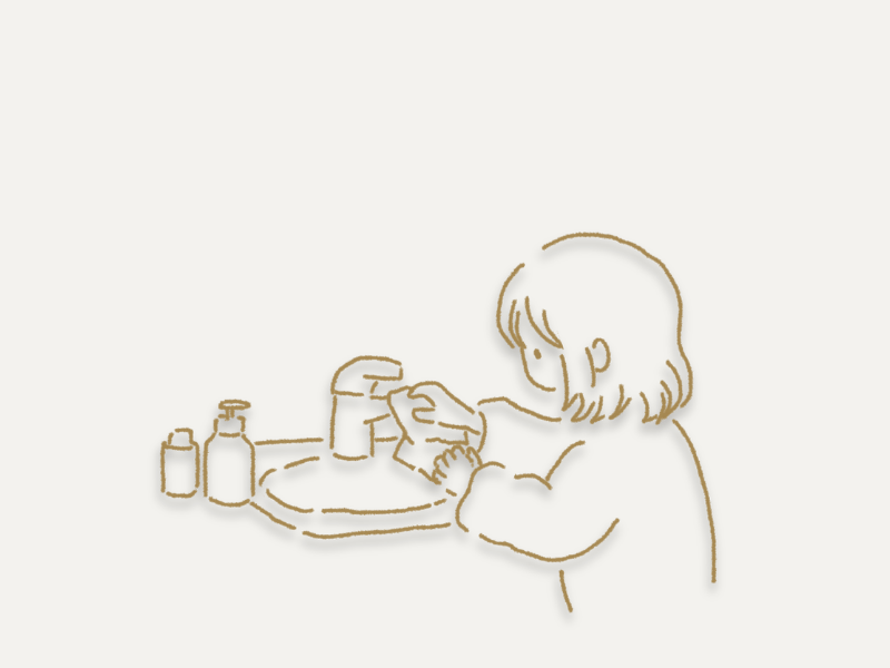 雨水の頃にできる小さな整え(水まわり・冷え対策など)のイラスト