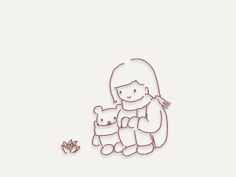 雪の下から小さな芽がのぞく様子を描いた手描きイラスト


